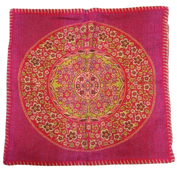 pillow cover SURYA wool weave floral 19x19 zip close NWT 1 cover boho hippie - Picture 1 of 11